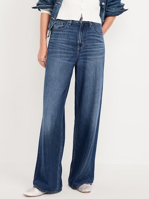 High-Waisted Baggy Wide-Leg Jeans Product Image