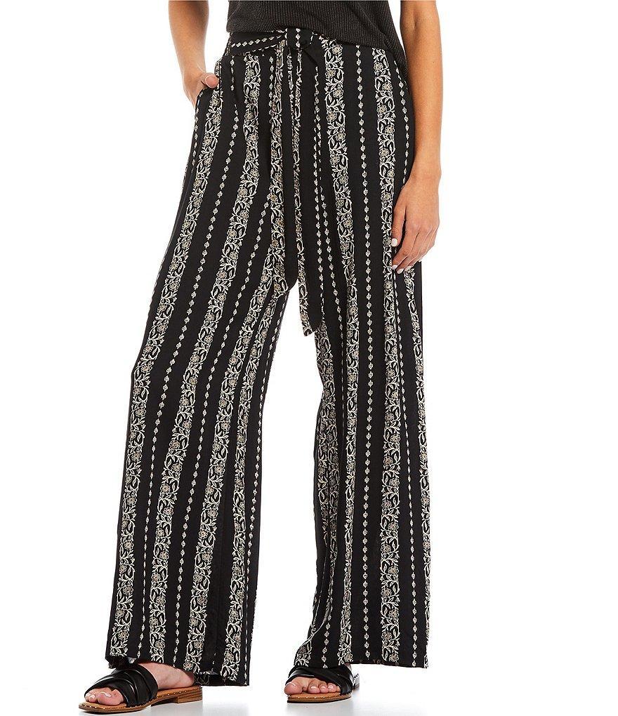 Angie Printed Tie Front Wide Leg Palazzo Pants product image