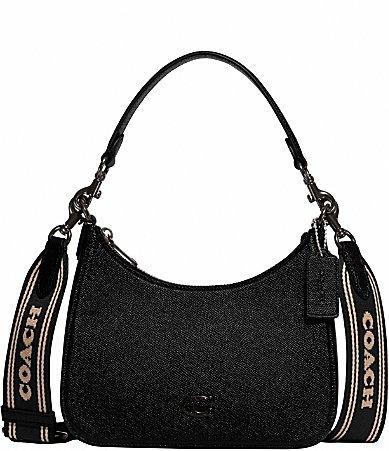 COACH Signature Coated Canvas Solid Black Crossbody Shoulder Bag Product Image