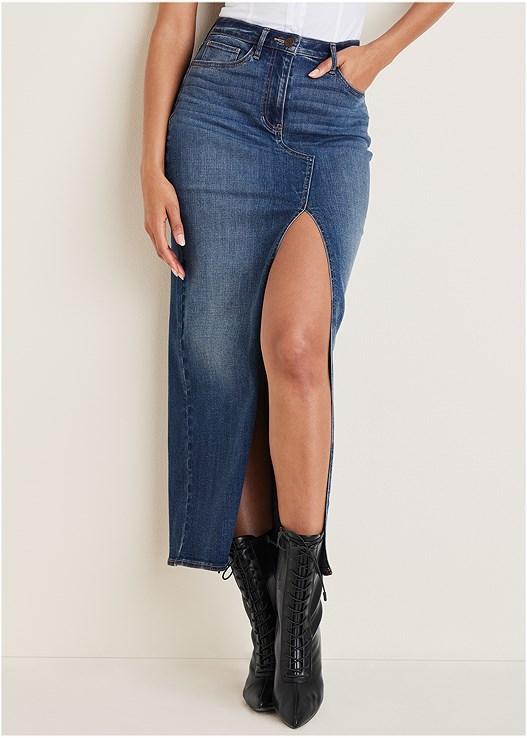 Denim Maxi Skirt Product Image