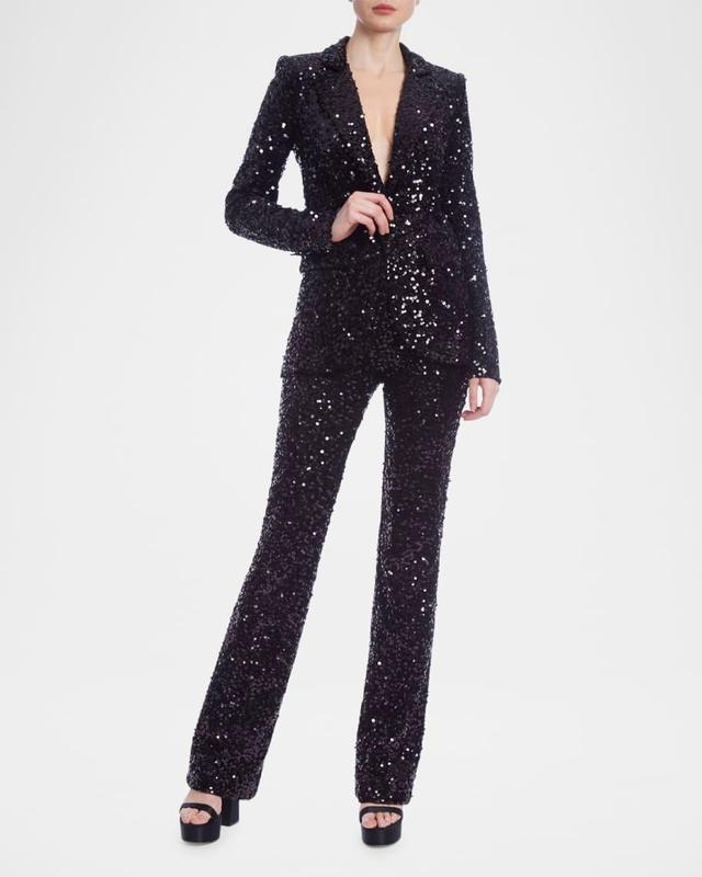 Velvet & Sequin Straight-Leg Pants Product Image