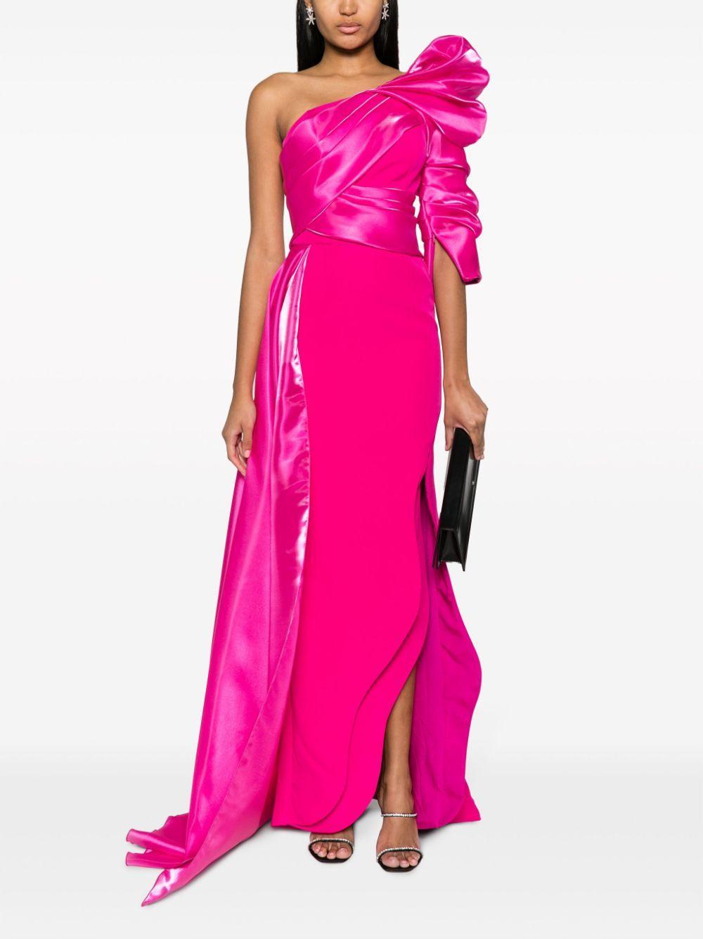 asymmetric draped one-shoulder gown Product Image