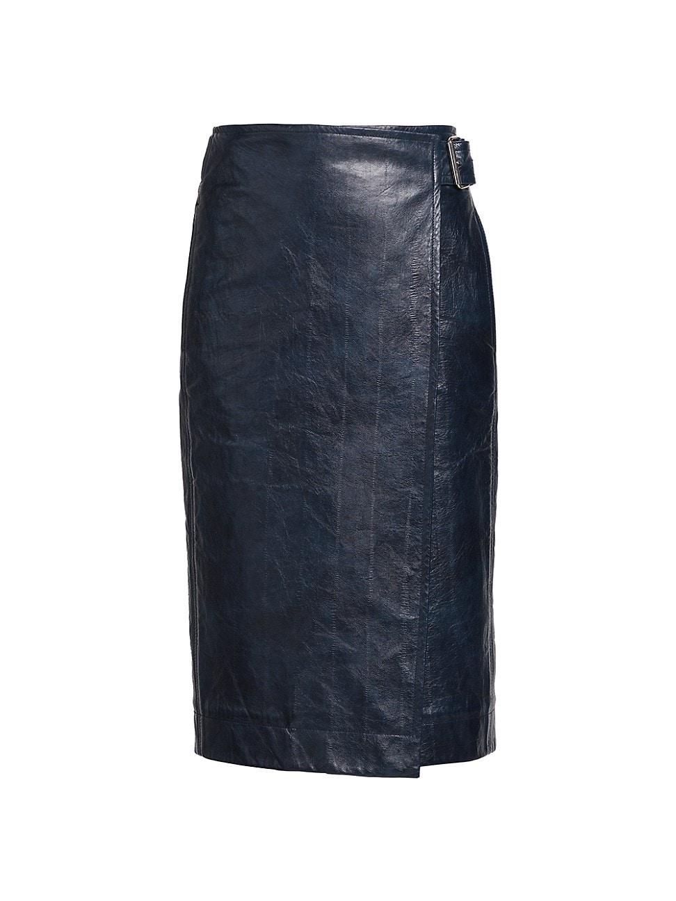 Bottega Veneta Eel Embossed Lambskin Leather Wrap Midi Skirt Product Image