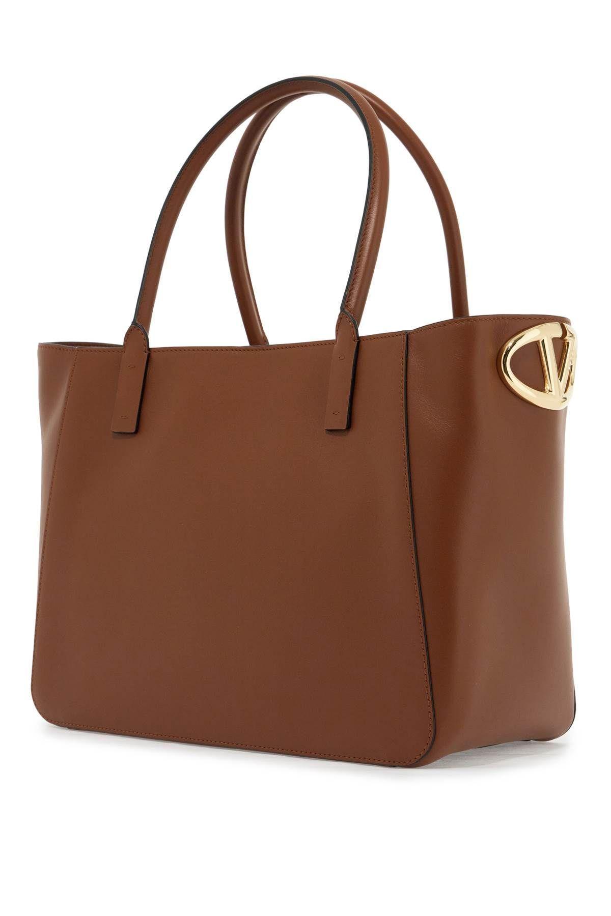 VALENTINO GARAVANI Nappa Calfskin Vlogo Side Tote Bag In Brown Product Image