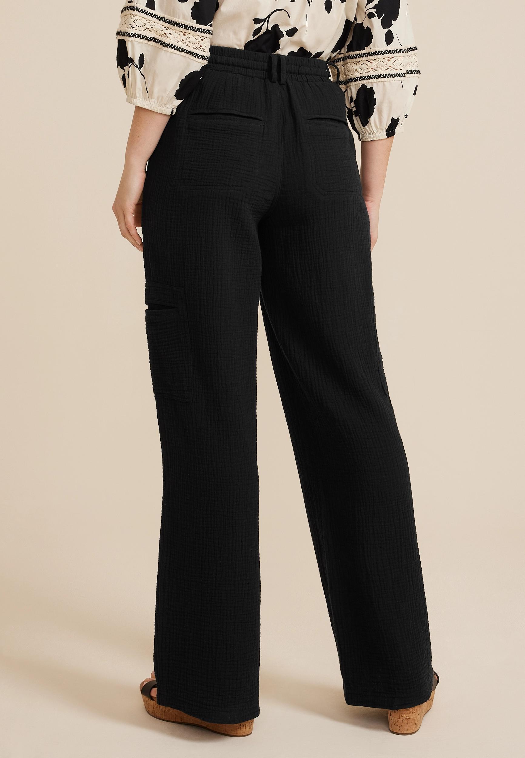 High Rise Double Cloth Cargo Wide Leg Pant Product Image