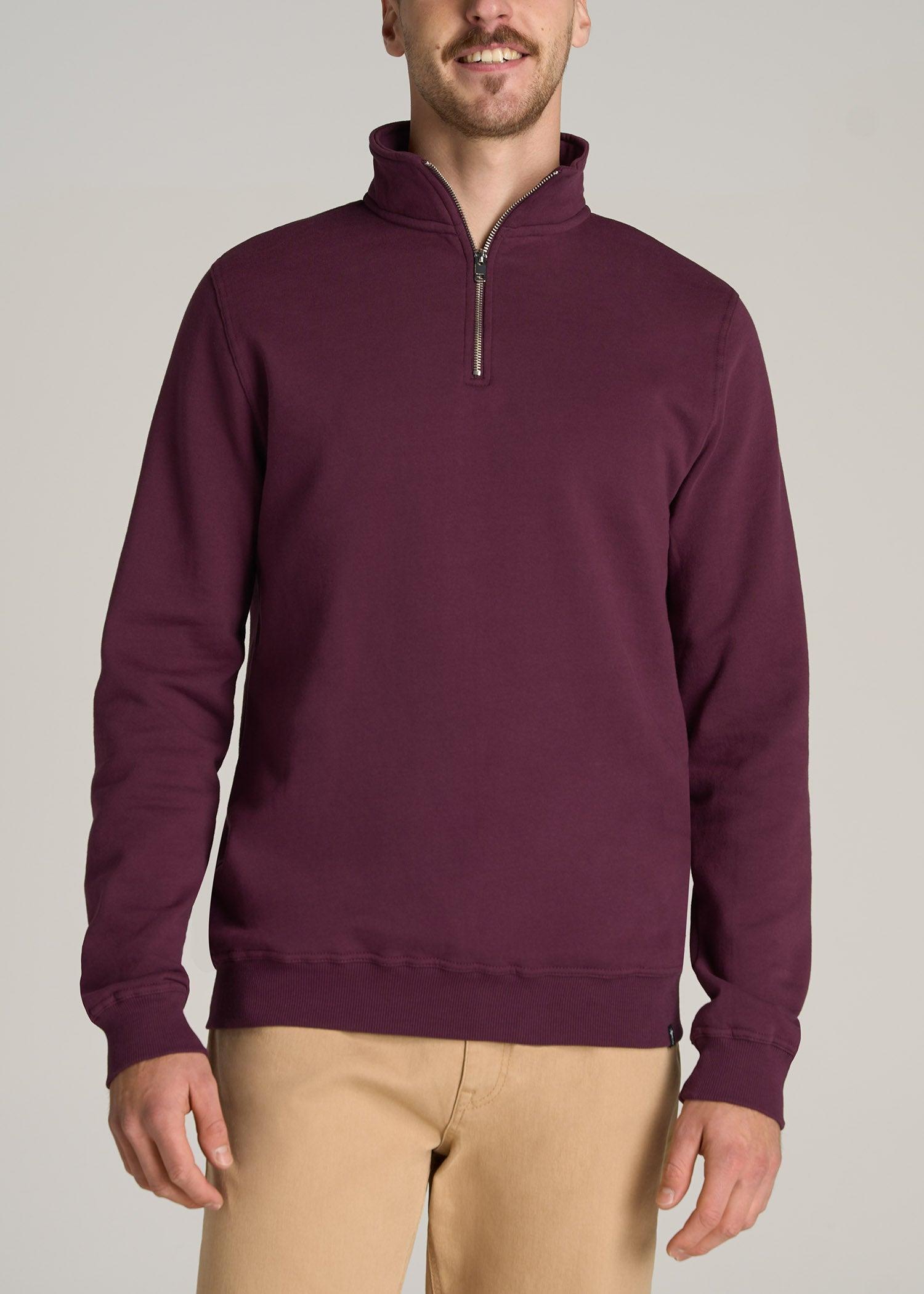 Wearever Fleece Quarter-Zip Tall Men's Sweatshirt in Maroon Product Image