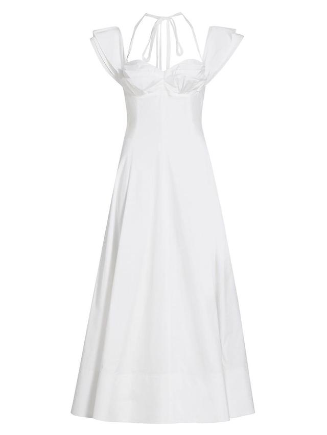 Womens Ruched Poplin Midi-Dress Product Image