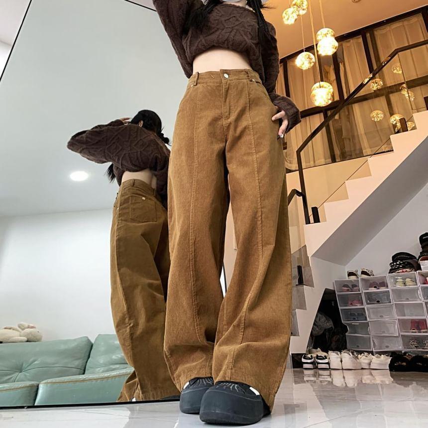 High Rise Corduroy Wide Leg Pants Product Image