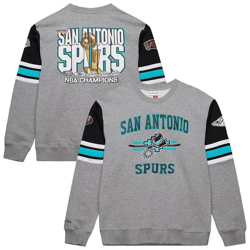 Mens Mitchell & Ness Heather Gray San Antonio Spurs Hardwood Classics All Over 4.0 Pullover Sweatshirt Product Image