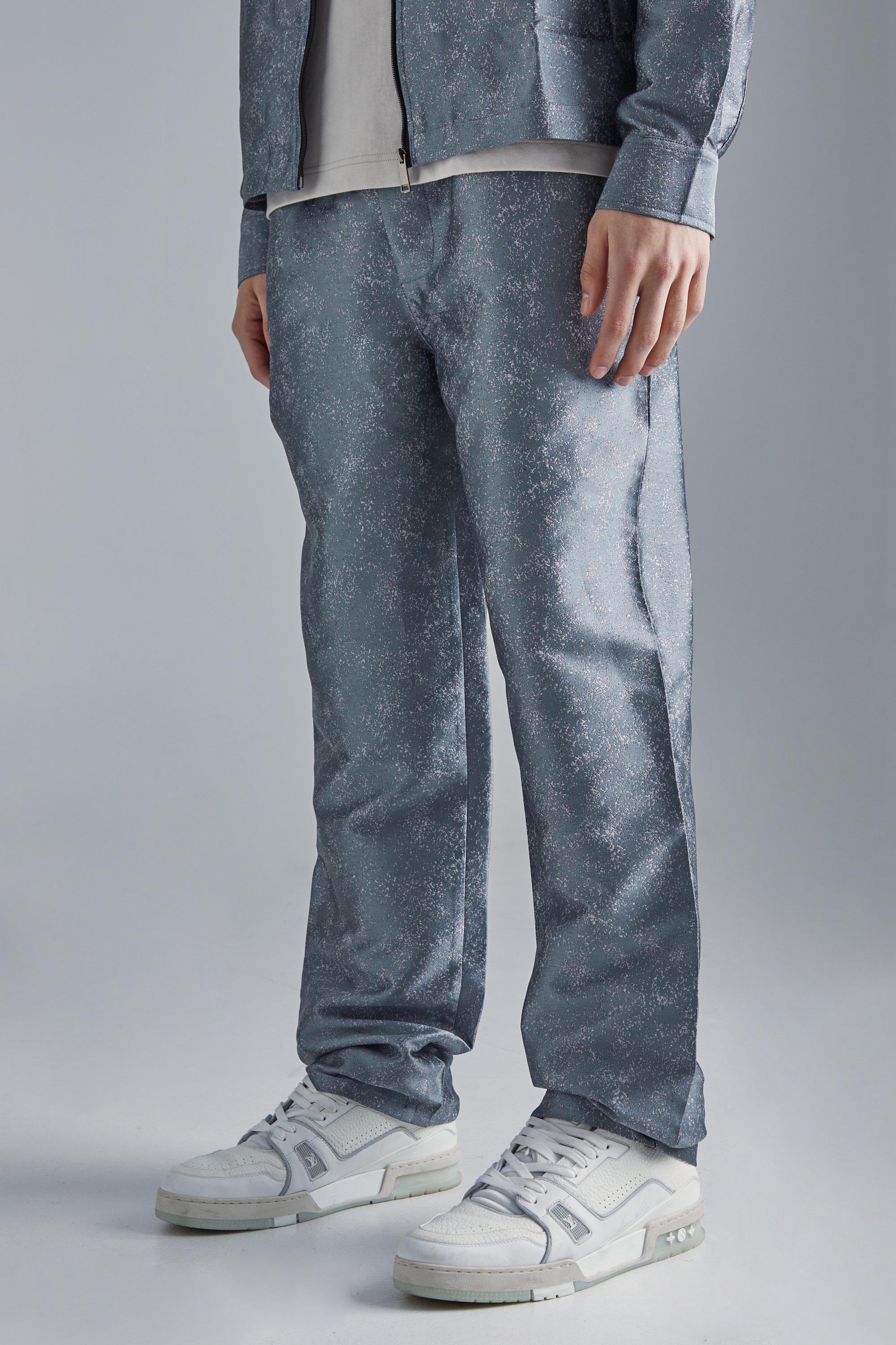 Mens Grey Marl Fabric Interest Straight Trouser, Grey Product Image