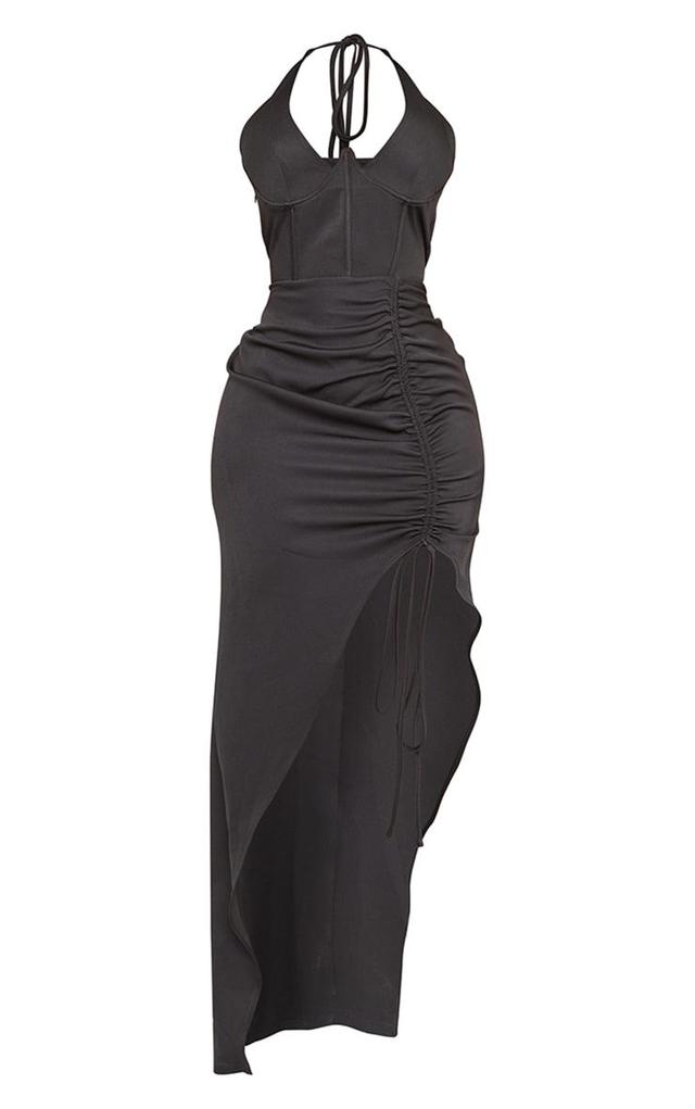 Shape Black Woven Halterneck Cut Out Maxi Dress Product Image