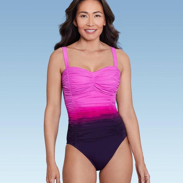 Womens UPF 50 Sweetheart Neck Seamed One Piece Swimsuit - Shape + Style by Aqua Green Multi 6 Product Image