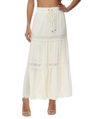 Frye Womens Jules Cotton Lace-Trim Tiered Maxi Skirt Product Image