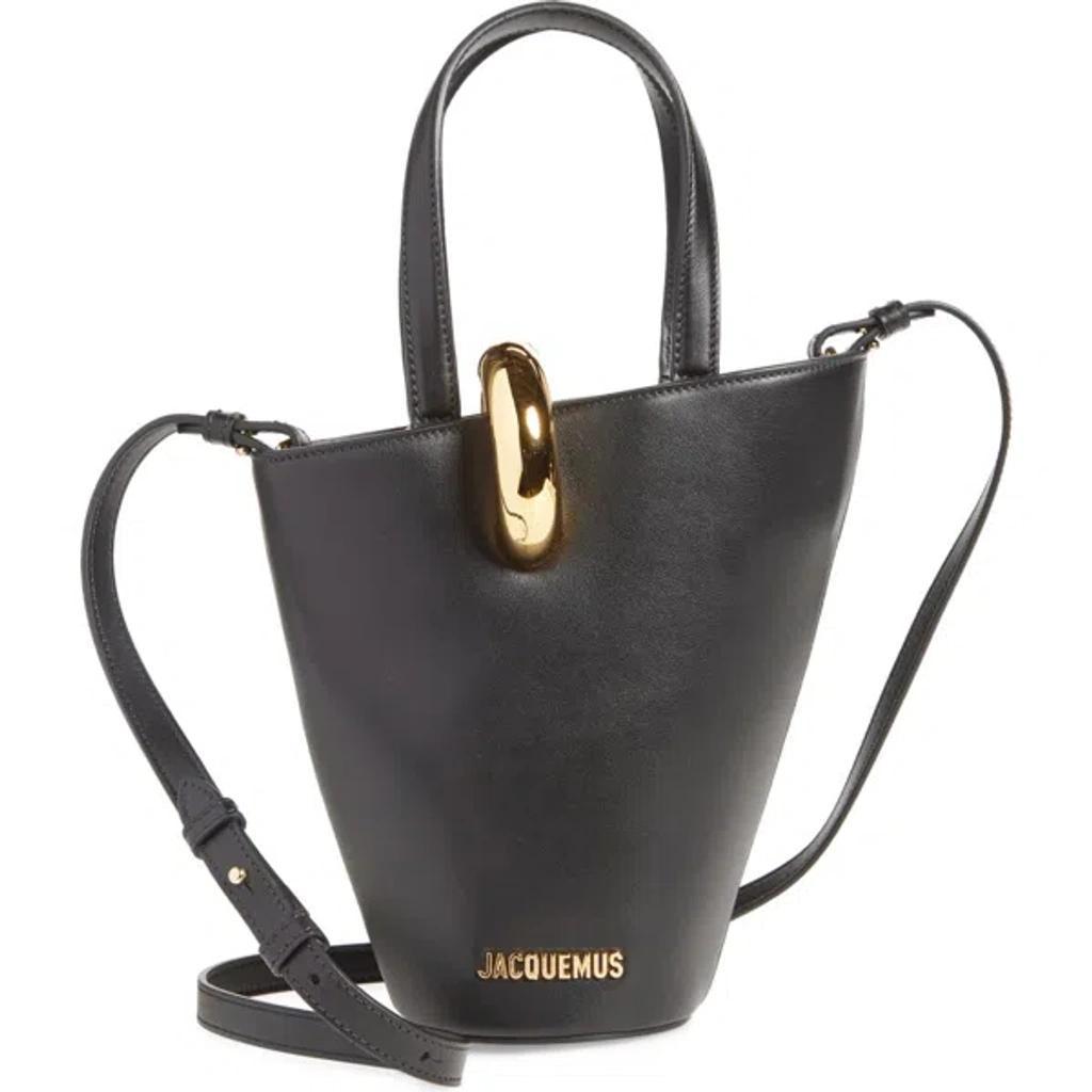 JACQUEMUS Le Petit Bambola Embellished Asymmetric Leather Tote In Black Product Image