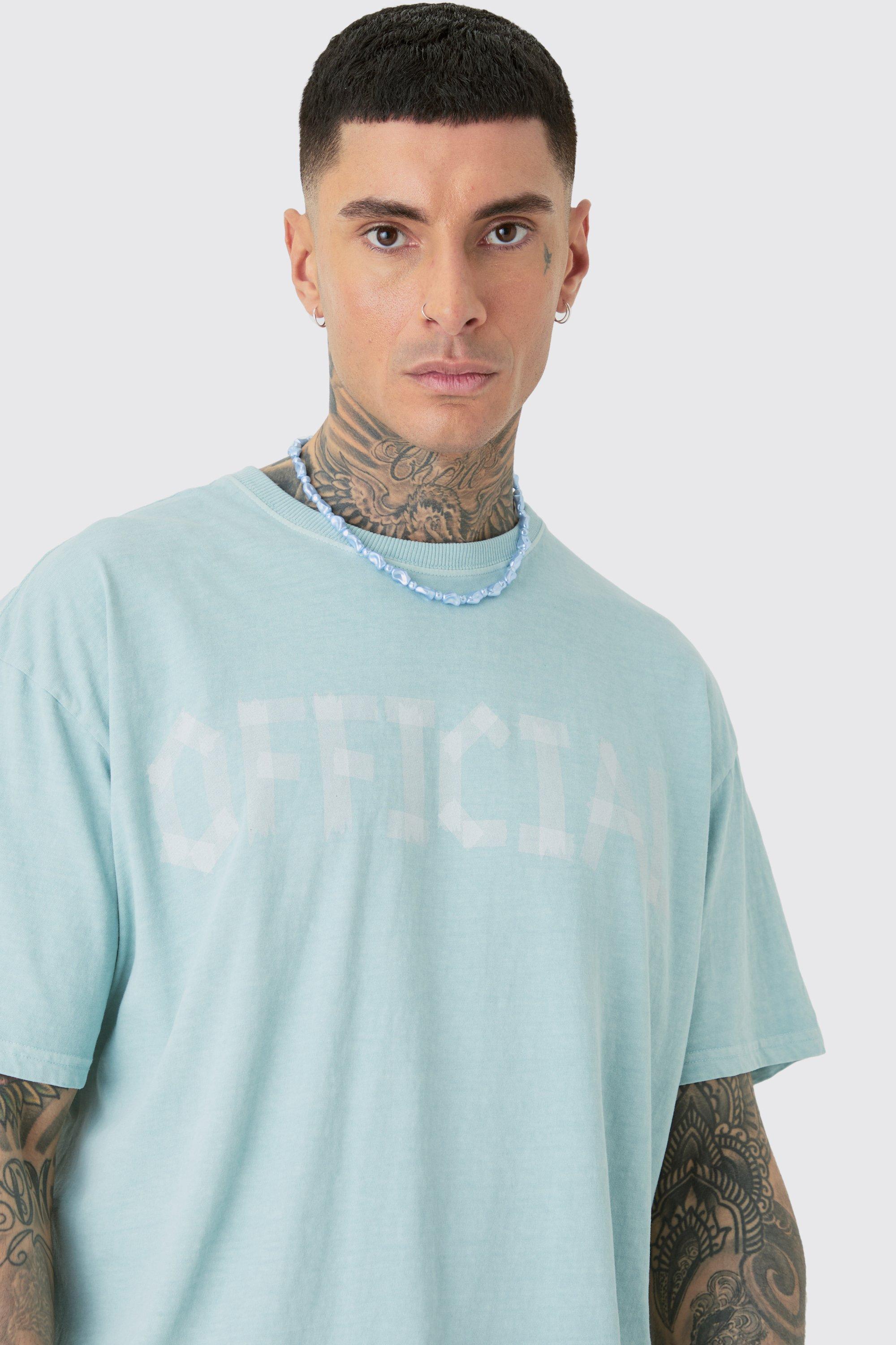 Tall Oversized Overdye Official Print T-shirt | boohooMAN USA Product Image