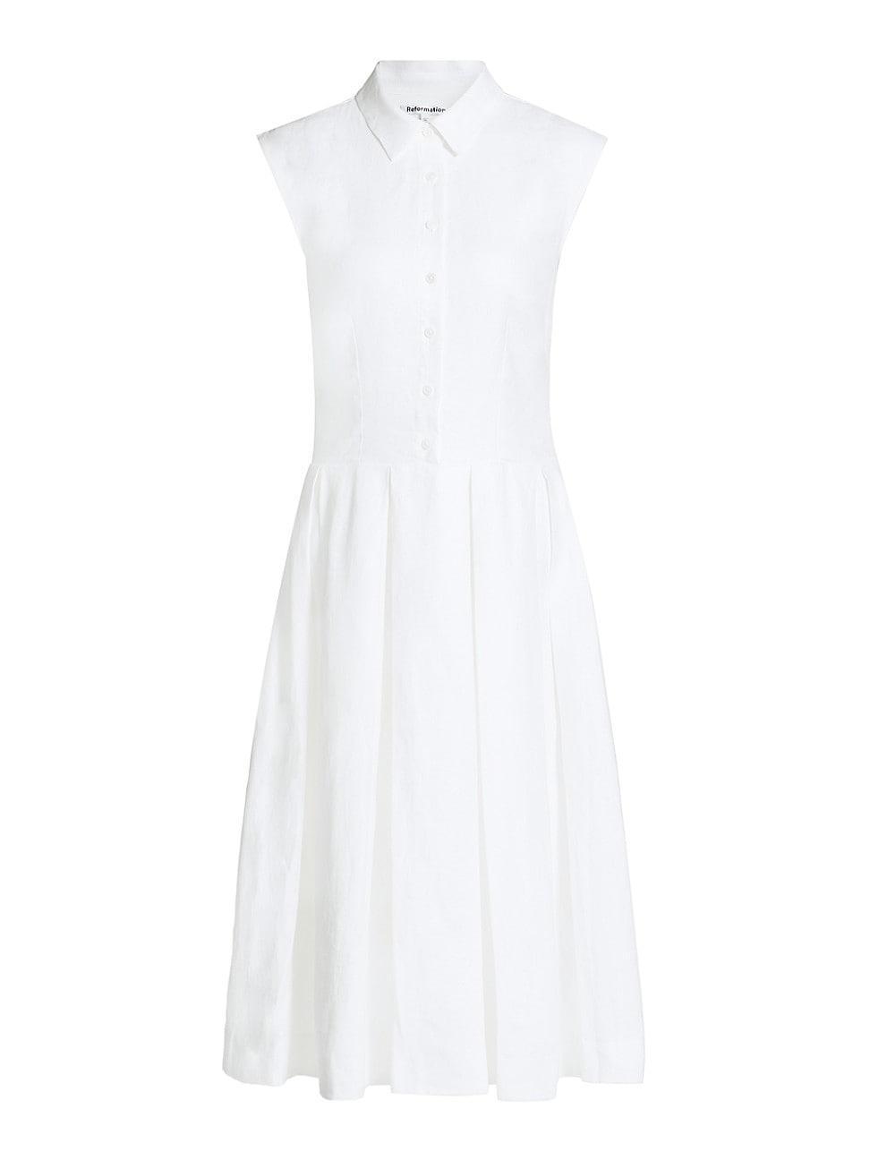 Womens Prim Linen Midi-Shirtdress Product Image