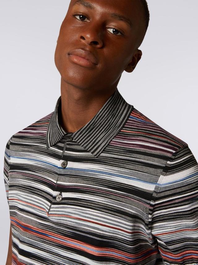 Short-sleeved polo shirt in slub cotton Multicoloured | Missoni Product Image