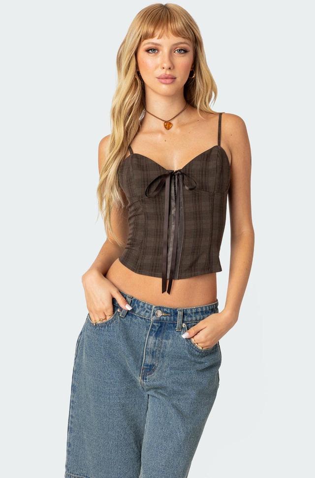 Plaid Lace Up Corset Product Image