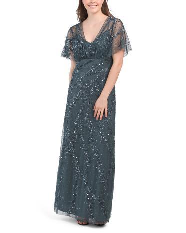 Lavinia Fully Embellished Capelet Gown for Women Product Image