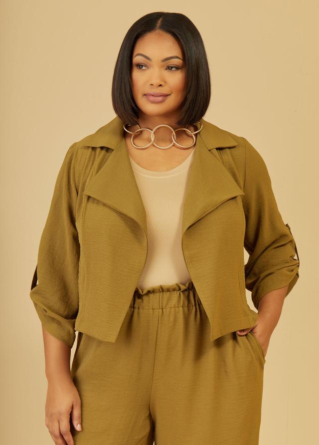 Plus Size Cropped Open Front Jacket Ashley Stewart Product Image