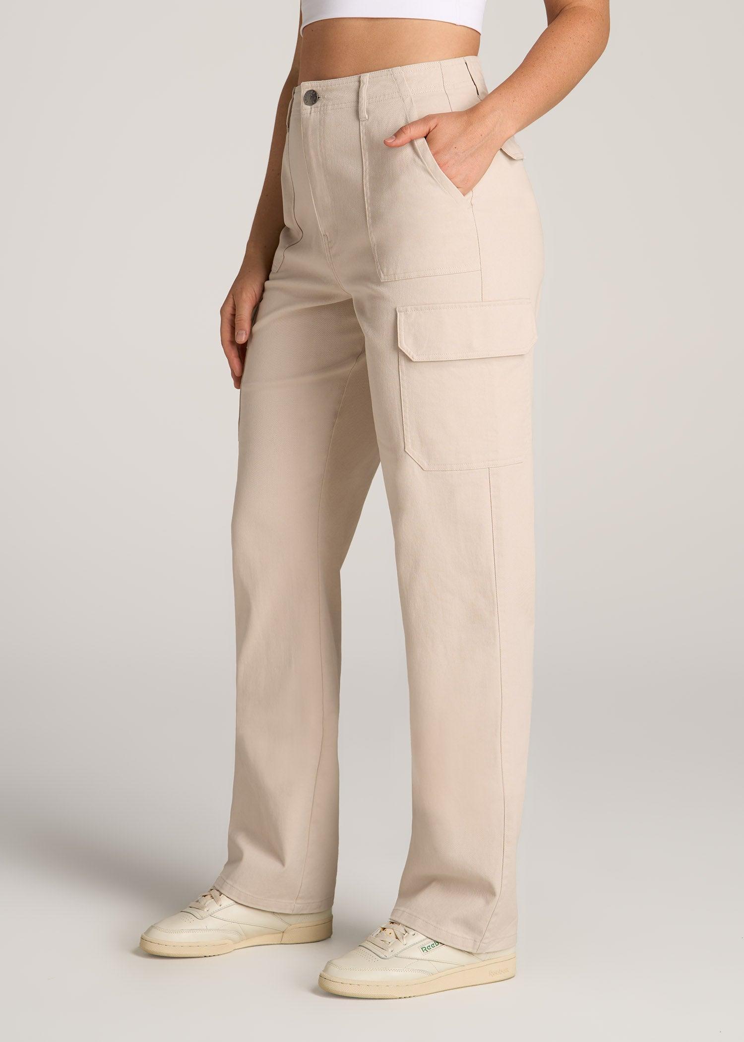 Straight Leg Cargo Chino Pants for Tall Women in Soft Beige Product Image