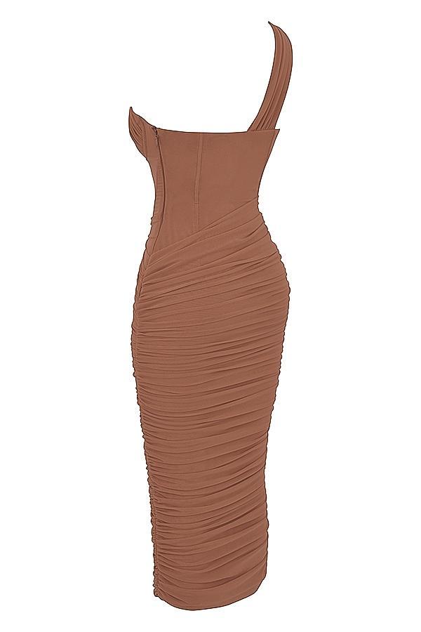 Valentina Scarlet Asymmetric Cutout Midi Dress Product Image