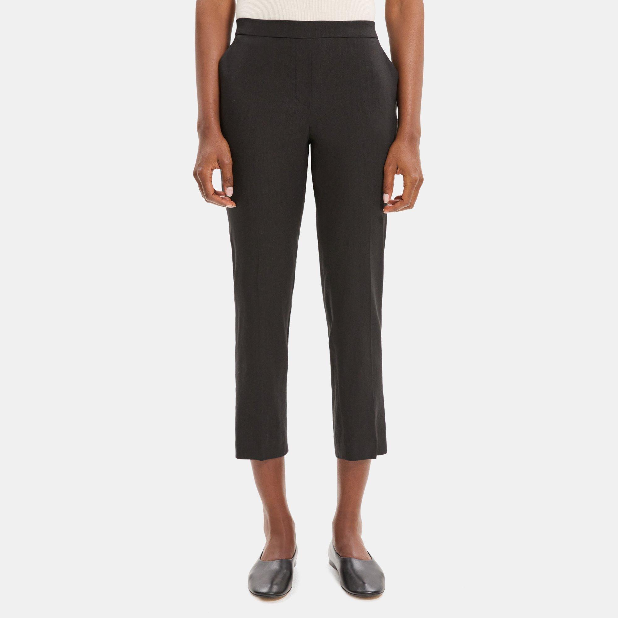 Linen-Blend Slim Cropped Pull-On Pant | Theory Outlet product image