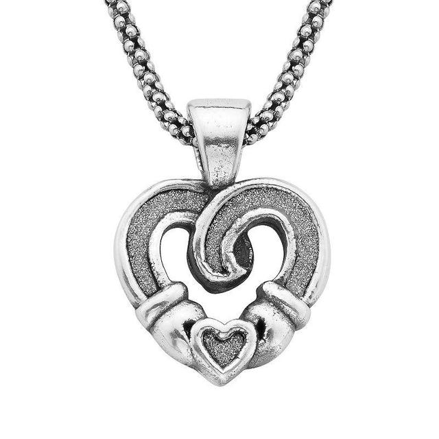 Sterling Silver Glitter Heart Pendant Necklace, Womens Product Image