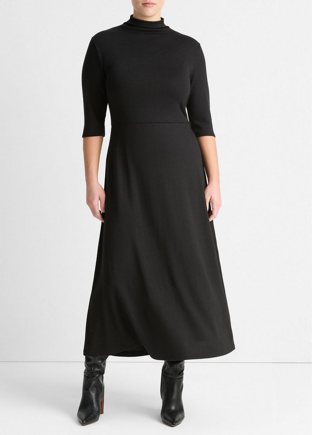 Elbow-Sleeve Turtleneck Dress Product Image