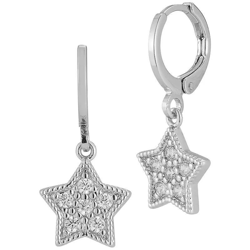 Cubic Zirconia Star Drop Earrings, Womens, Gold Tone Product Image