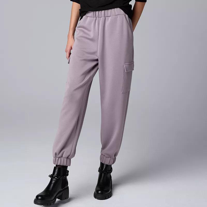 Womens Simply Vera Vera Wang Scuba Knit Cargo Pants Vera Blue Product Image