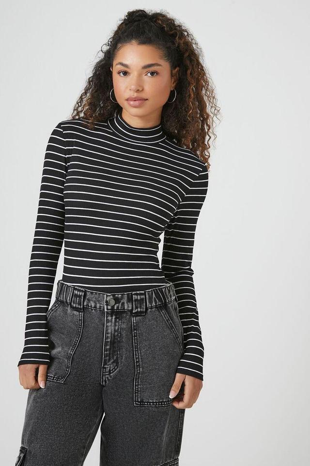 Striped Mock Neck Bodysuit | Forever 21 Product Image