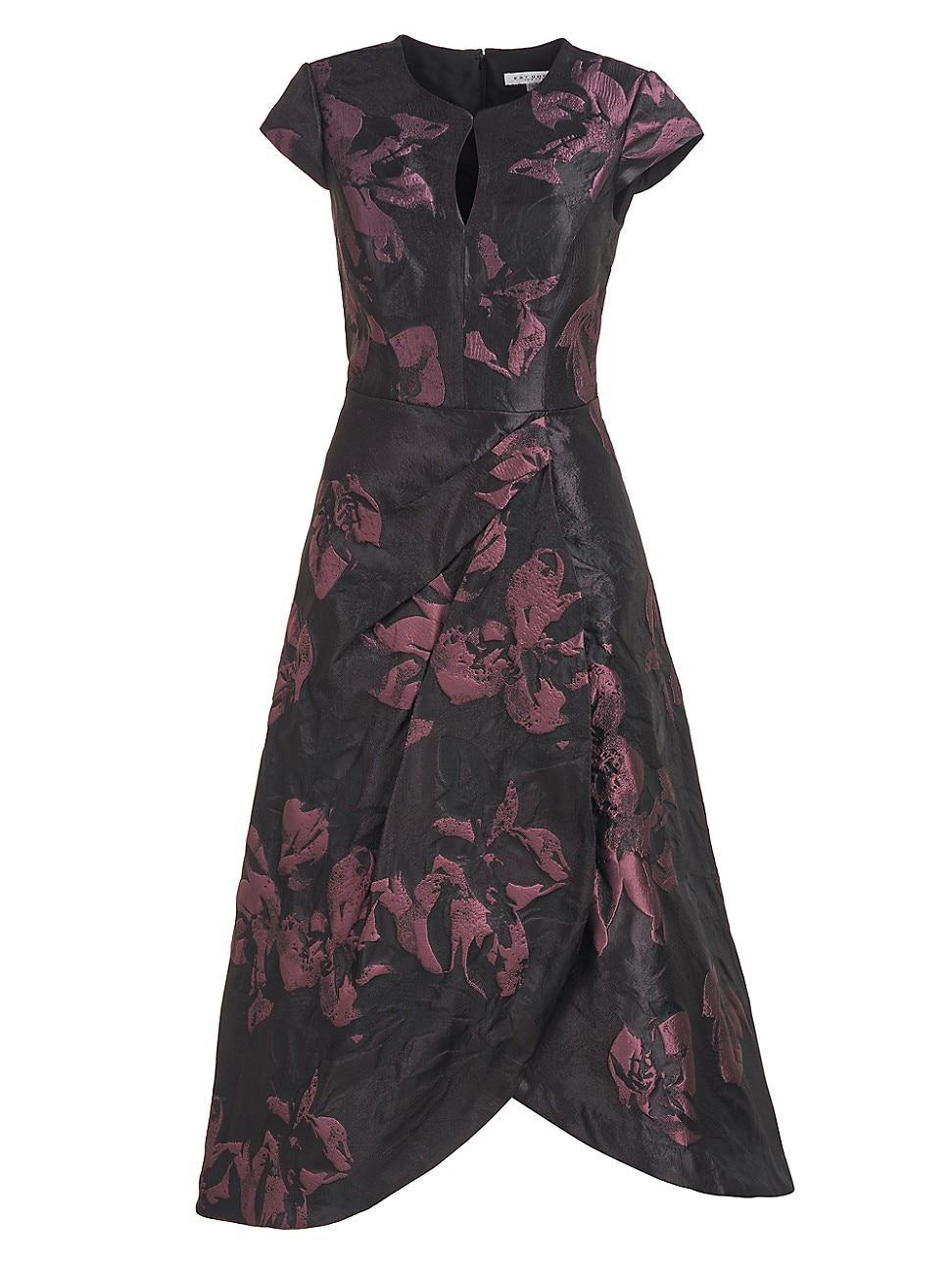 Kay Unger Massima Metallic Floral Jacquard Midi Cocktail Dress Product Image