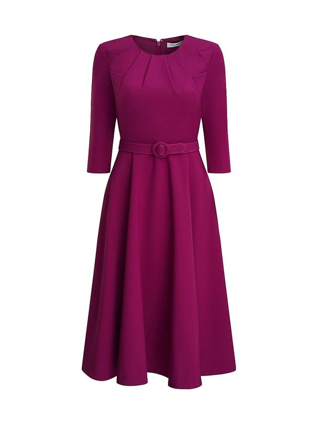 Womens Lynette Crepe Belted Midi-Dress Product Image