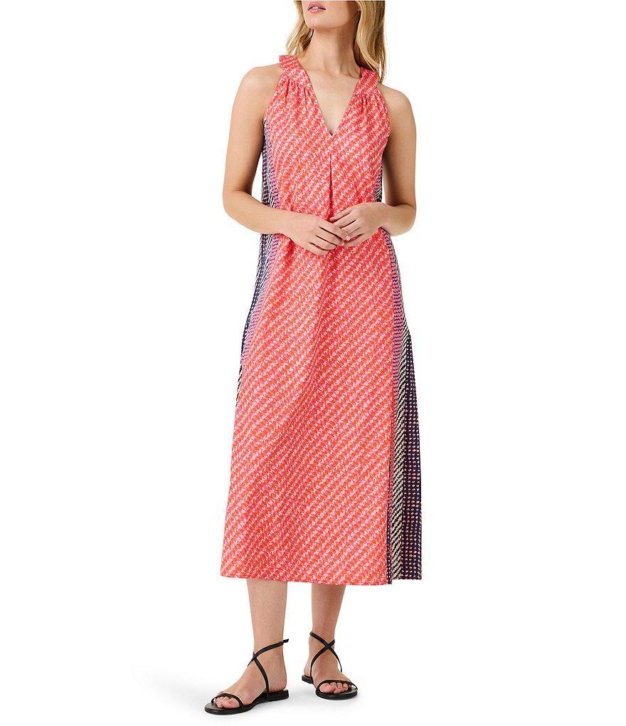 NIC + ZOE Spotty Stripes Abstract Print Woven V-Neck Sleeveless A-Line Dress product image