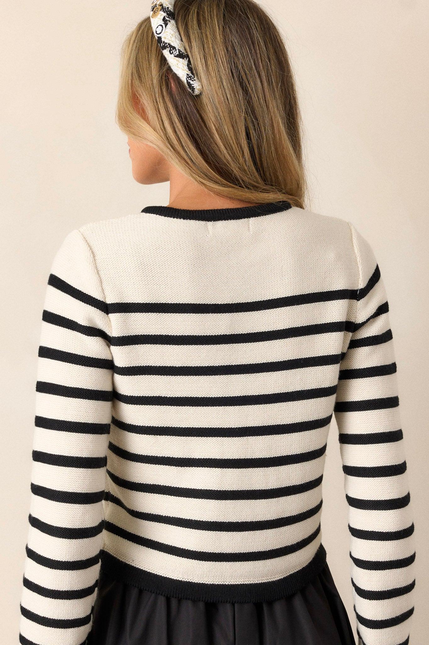 What Should I Do Ivory Stripe Cardigan Product Image