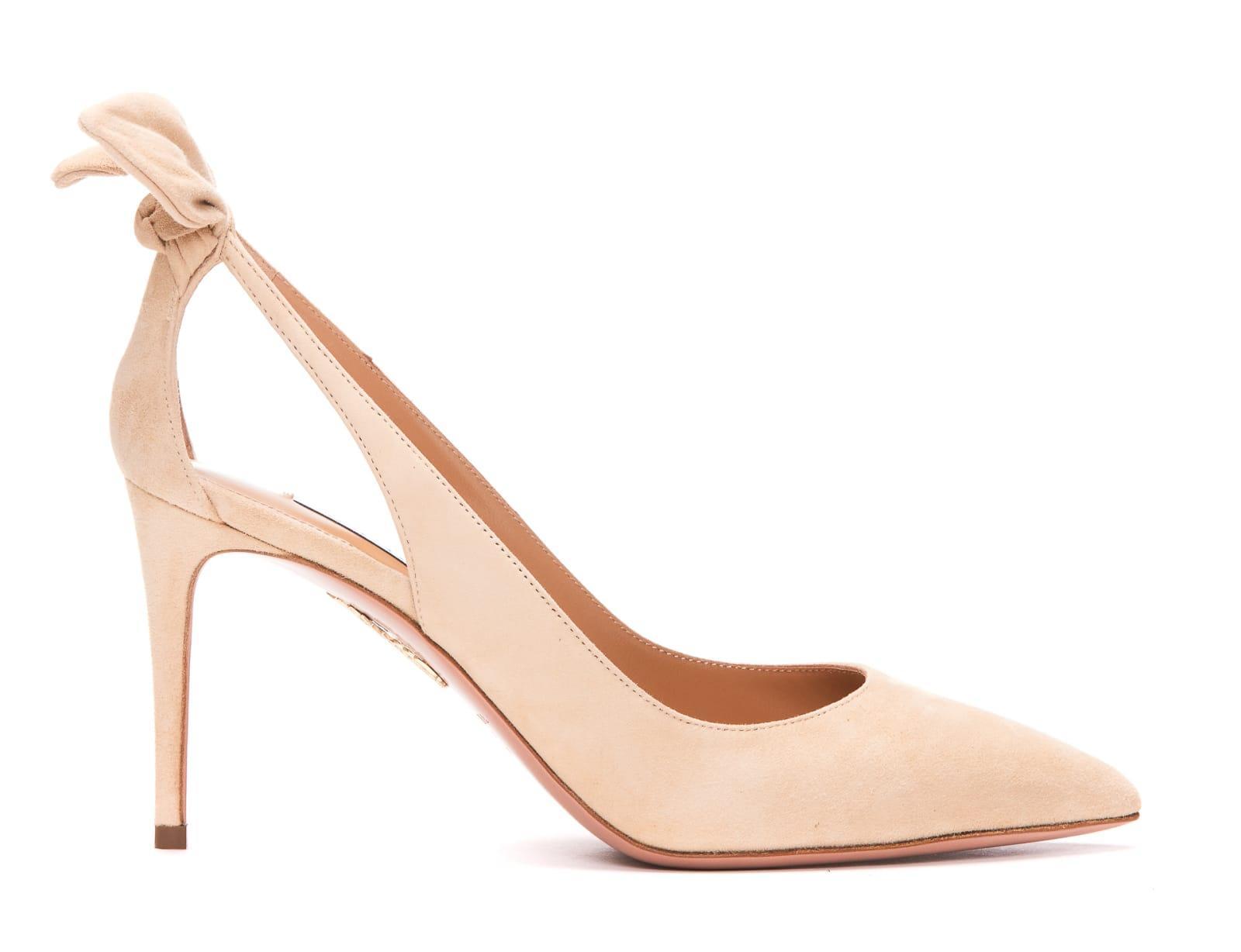 AQUAZZURA Deneuve Bow Tie Pumps In Beige Product Image