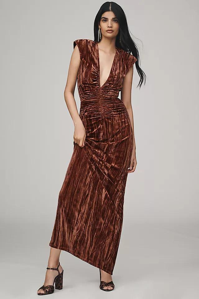 Ronny Kobo Hayley V-Neck Column Velvet Maxi Dress Product Image