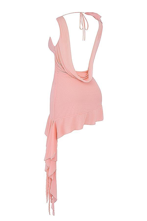 Charla Soft Apricot Ruffle Mini Dress Product Image