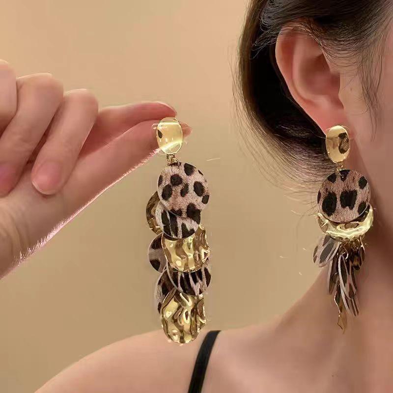 Leopard Print Geometry Drop Earring Product Image