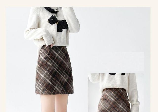 High Rise Plaid Mini A-Line Skirt Product Image