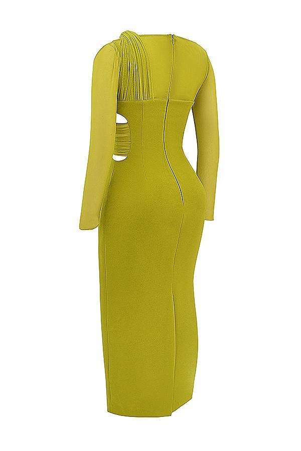 Zahra Chartreuse Plunge Maxi Dress Product Image