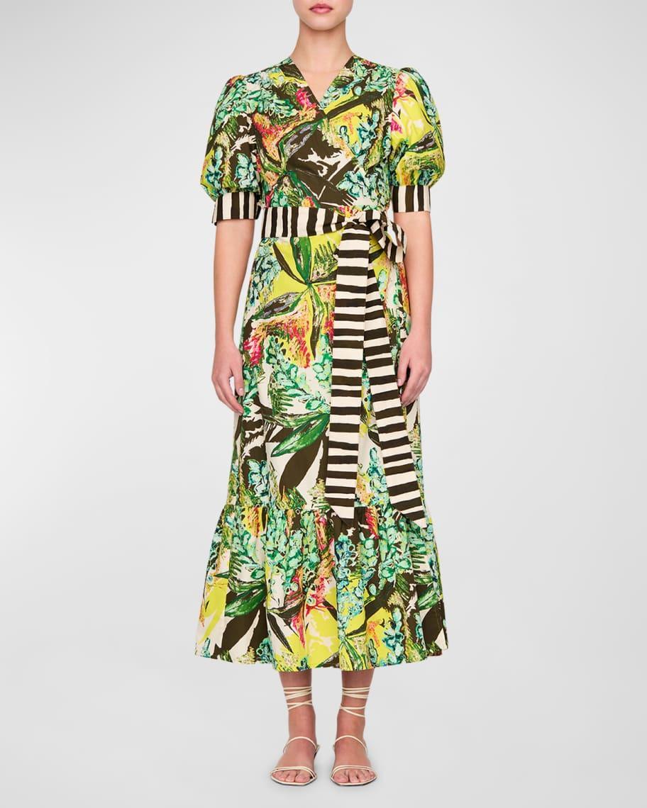 Rita Floral-Print Flounce Maxi Wrap Dress Product Image