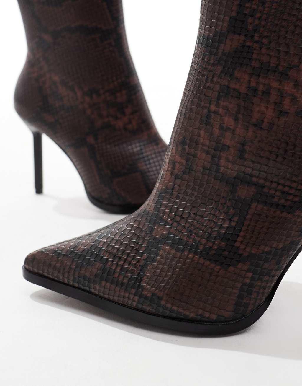 RAID Wide Fit Elvio heeled ankle boots in snake Product Image