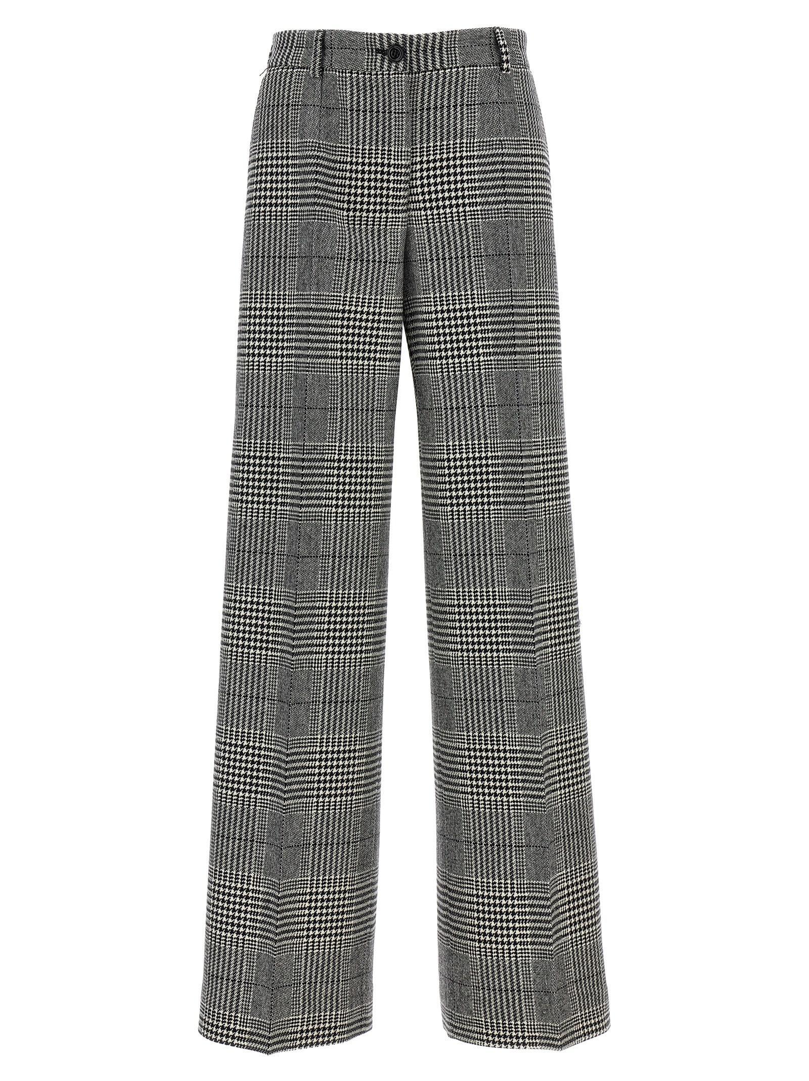 Prince Of Wales Check Wool And Cashmere Flared Pants In Grey Product Image