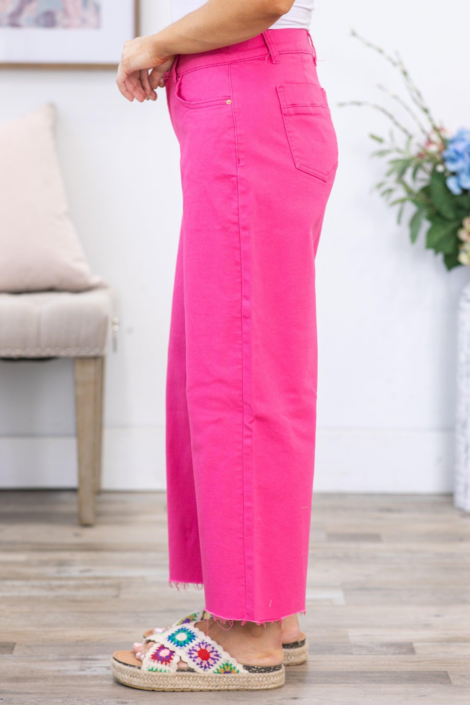 YMI Pink Cropped Wide Leg Trouser Pants Product Image