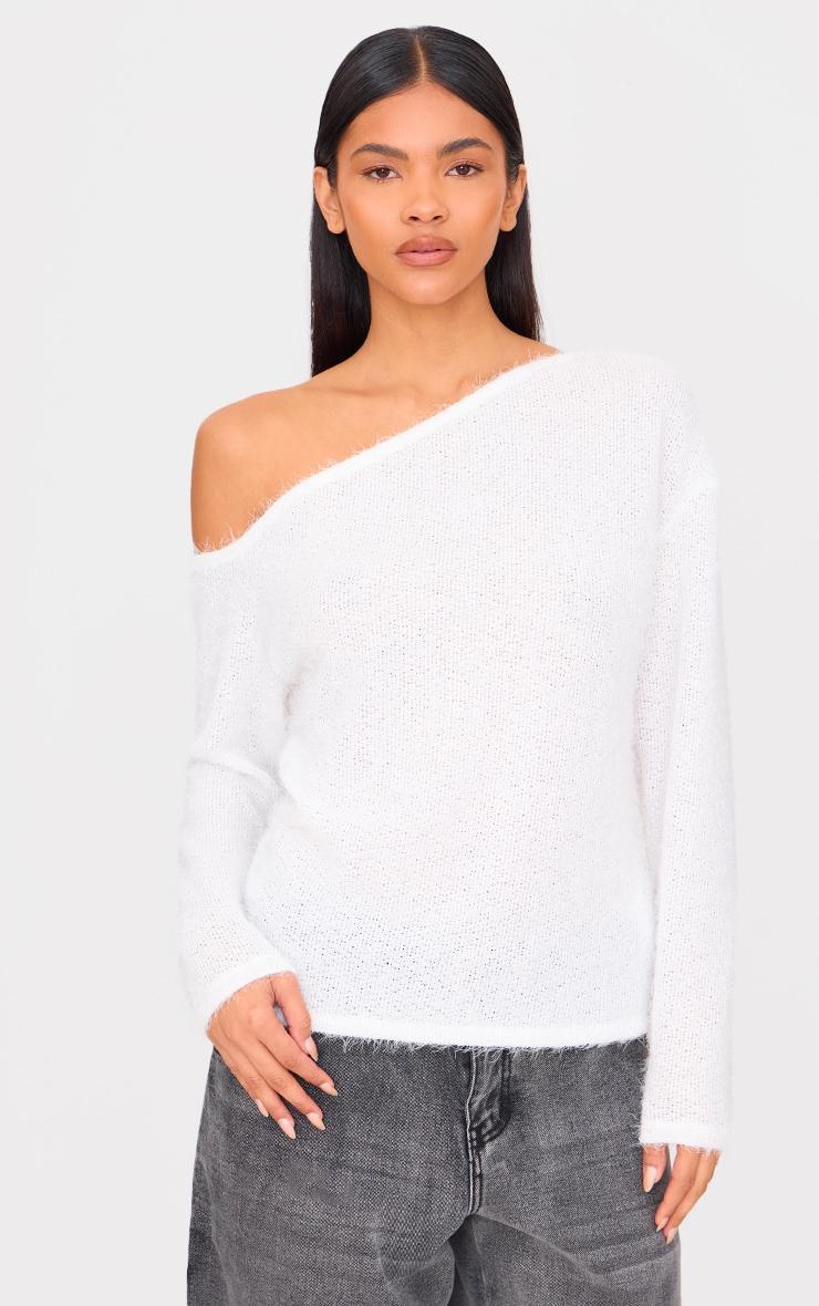  Cream Slouchy Texured Oversized Sweater Product Image