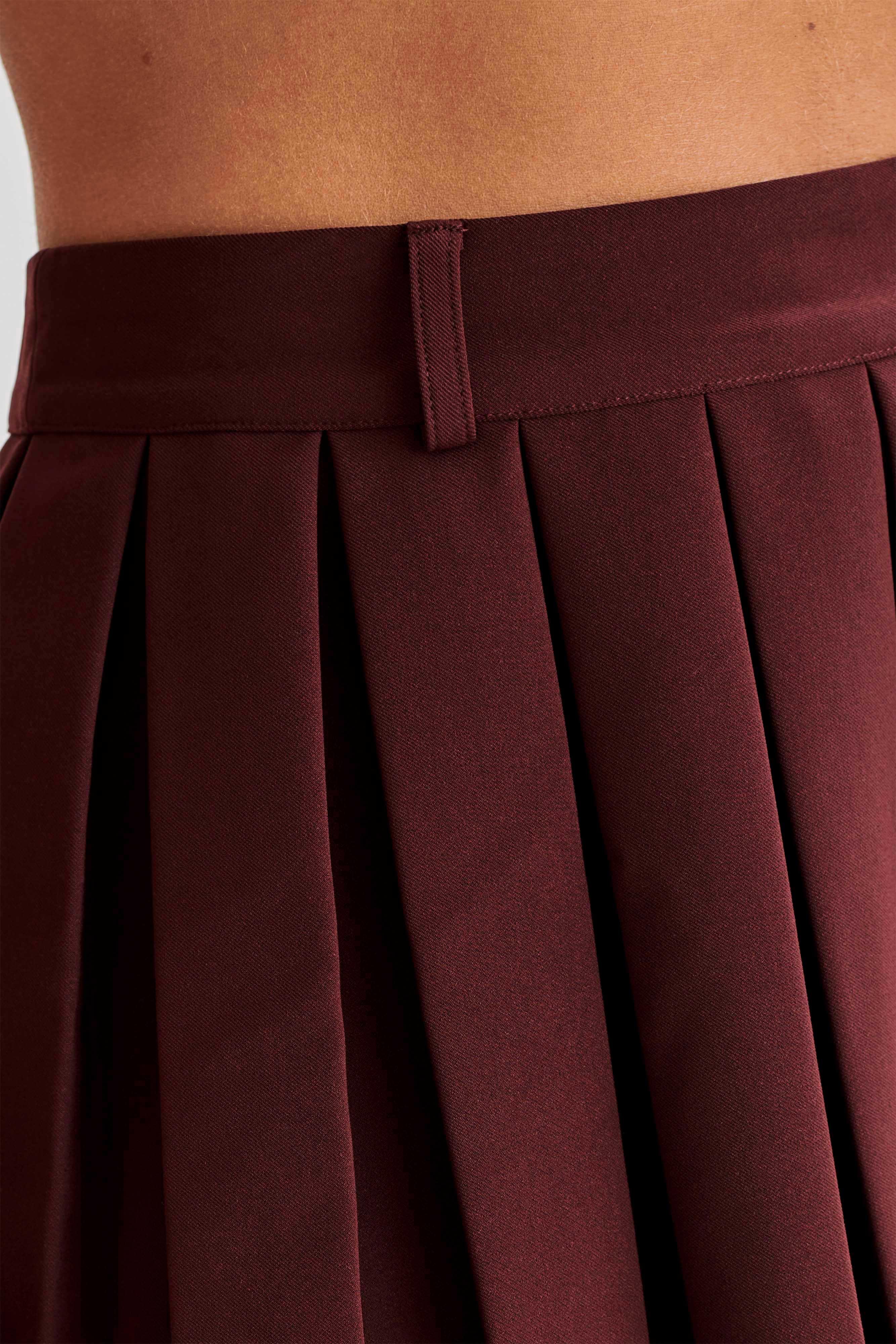 Mura Pleated Mini Skirt - Plum Product Image