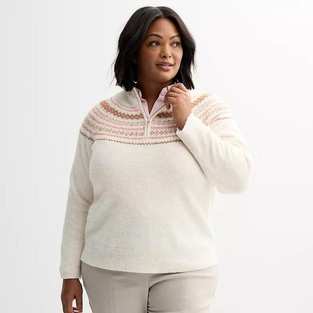 Plus Size Croft & Barrow Quarter Zip Knitted Sweater, Womens Product Image