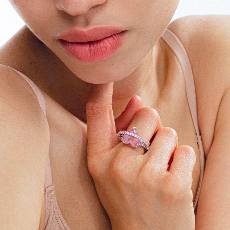 Heart Gemstone Open Ring Product Image